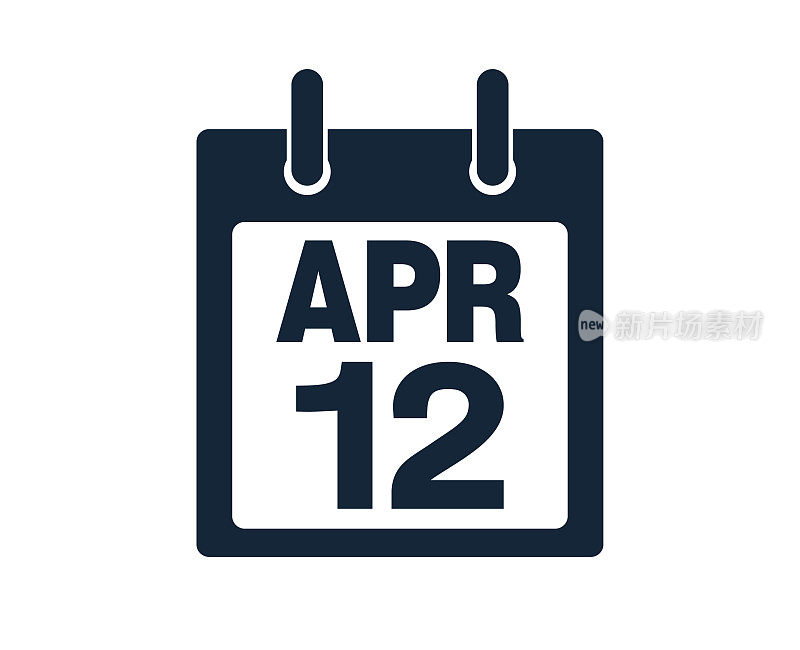 4月12日日历图标股票矢量插图