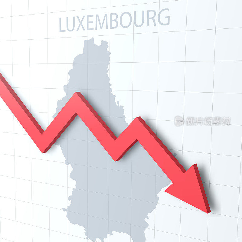下落的红色箭头与卢森堡地图的背景