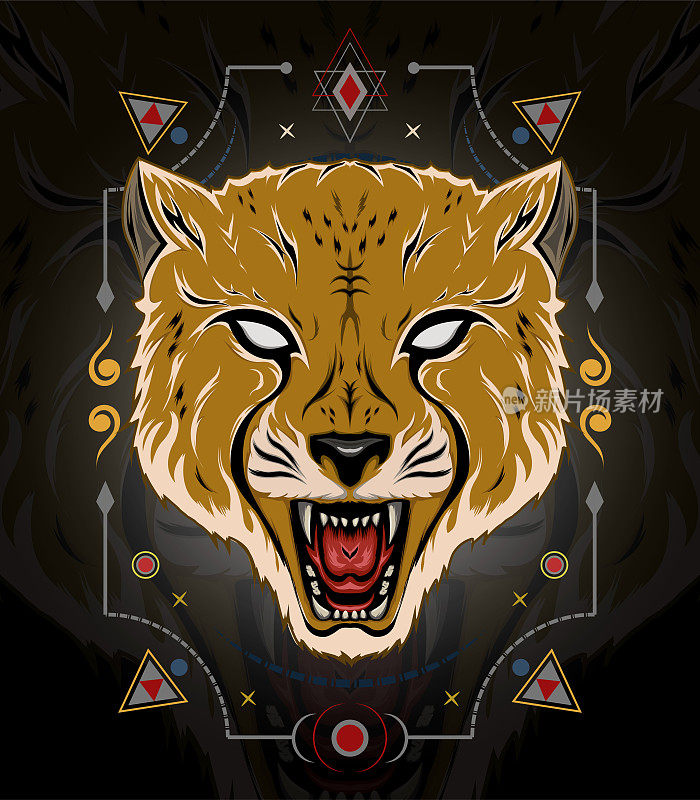 猎豹头-运动队的吉祥物。矢量插图的t恤和徽章-矢量