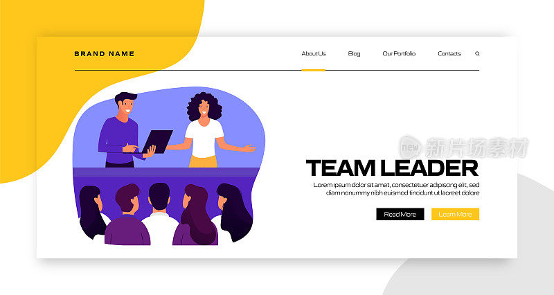 团队领导的概念矢量插图登陆页面模板，网站横幅，广告和营销材料，在线广告，业务演示等。