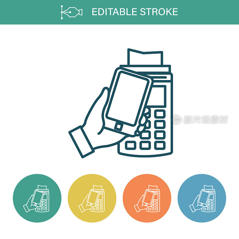 非接触式支付设备可编辑的笔触细线图标