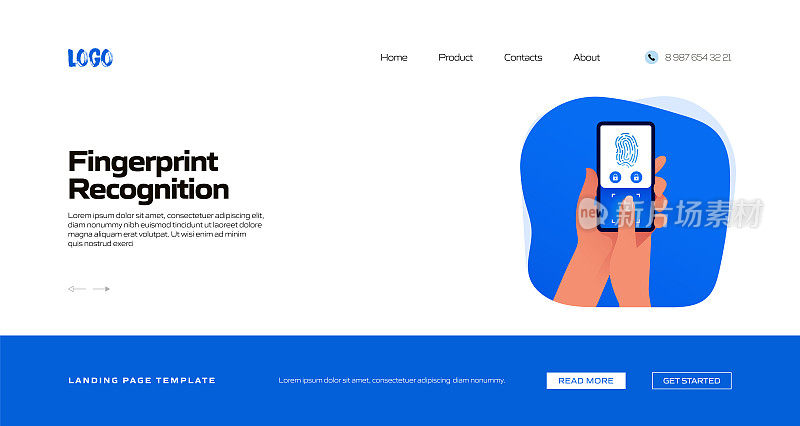 指纹识别概念矢量图用于登陆页面模板，网站横幅，广告和营销材料，在线广告，商业展示等。