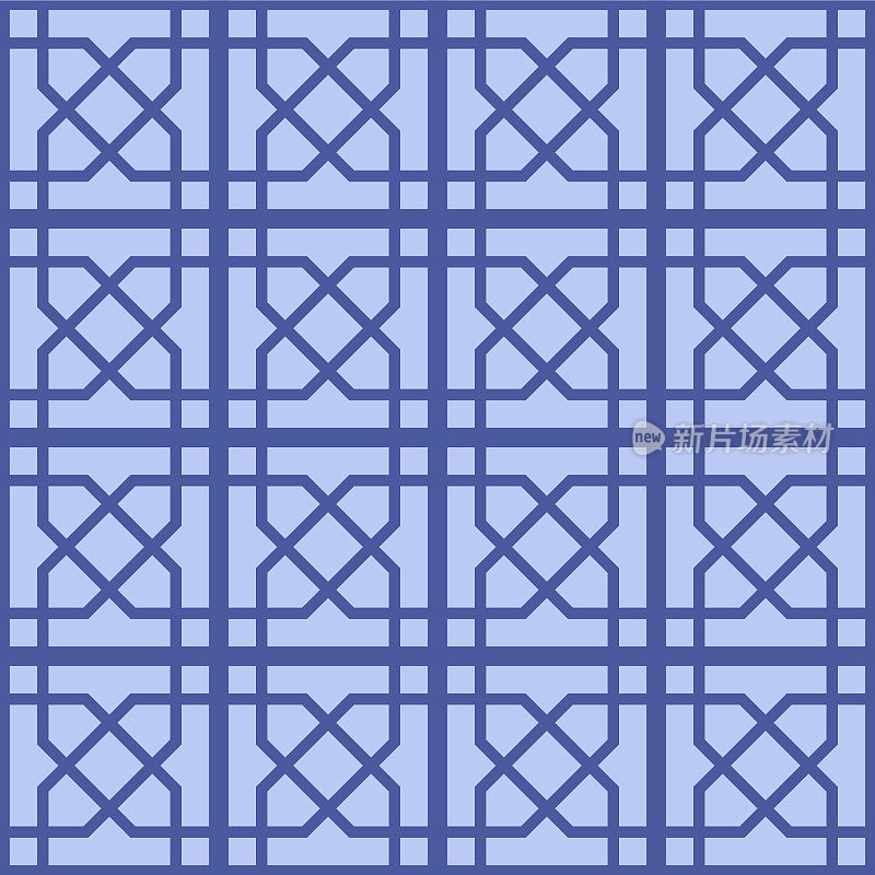 日本几何方形花矢量无缝模式