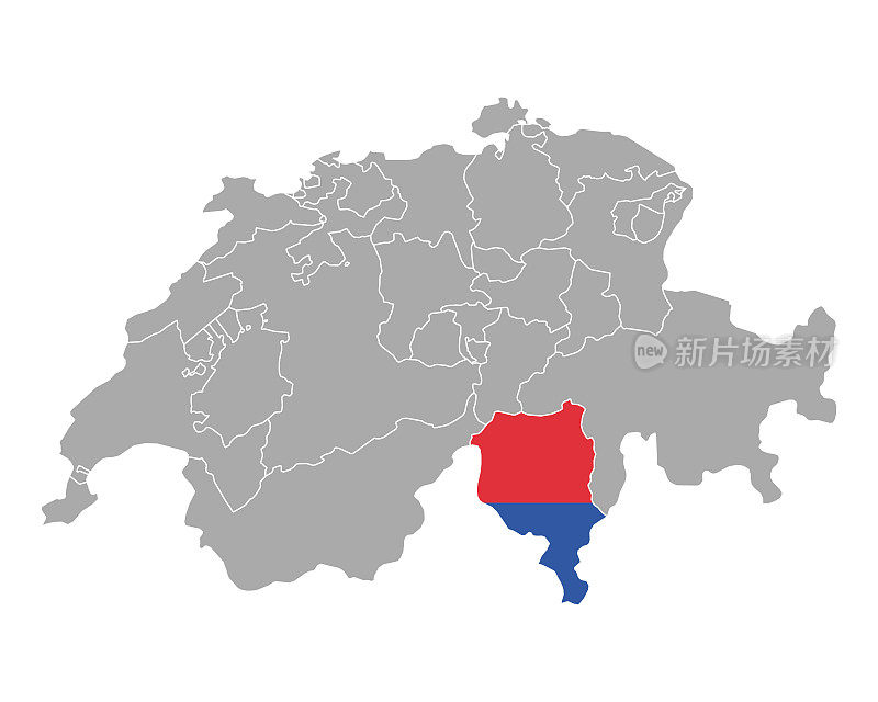 瑞士地图和提契诺旗