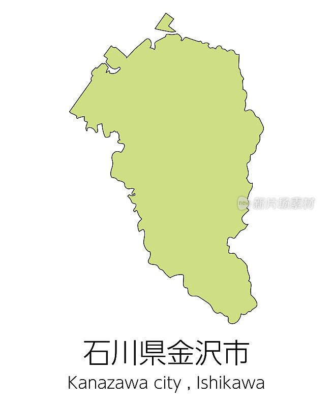 日本石川县金泽市地图。翻译过来就是:石川县金泽市。