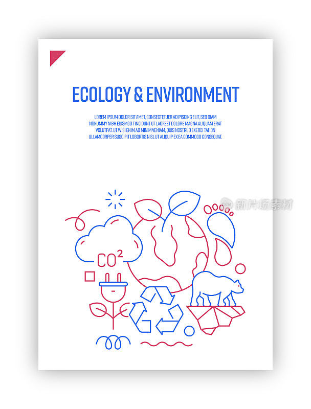 图解生态与环境概念向量集。线条艺术风格的网页，横幅，海报，印刷等背景设计。矢量插图。