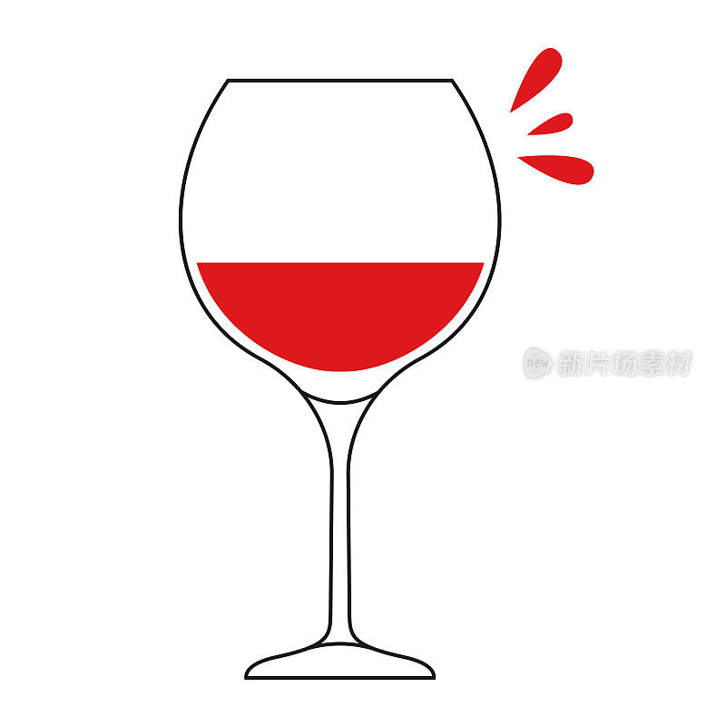 红酒酒杯红色，带落点轮廓标志