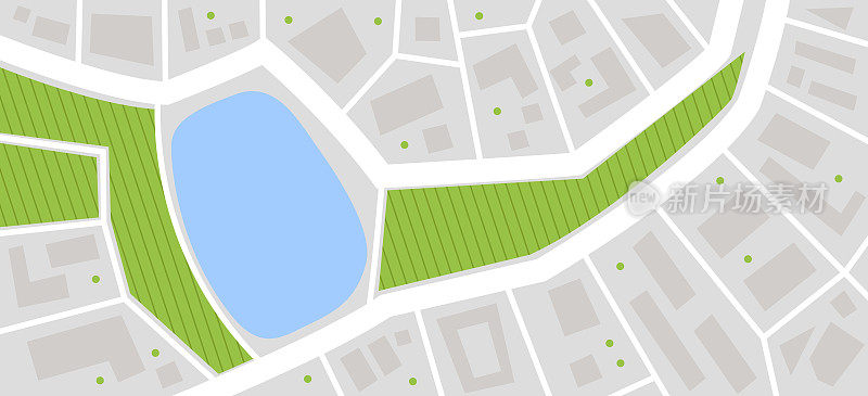 城市地图。有公园和河流的城镇街道。市中心gps导航规划，抽象交通城市。矢量地图小镇小道路图案纹理