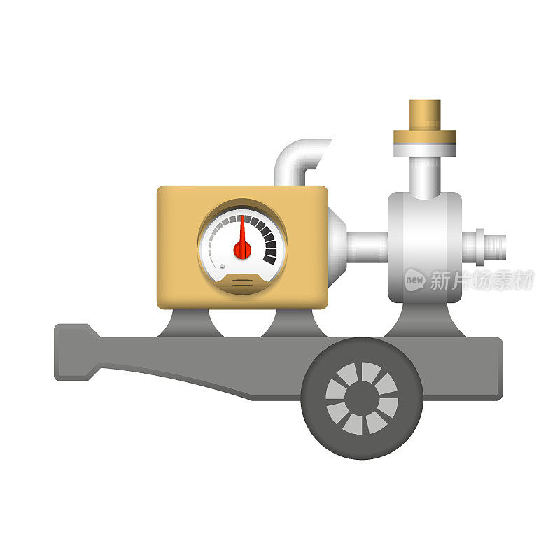 便携式水泵矢量插图设计孤立在白色背景。