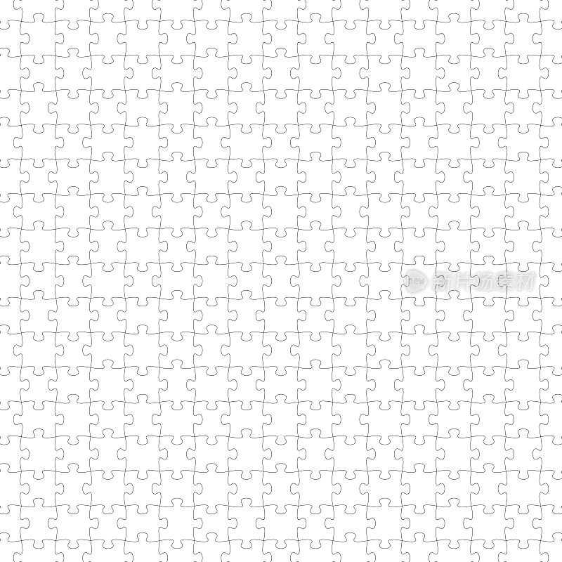 完整连接轮廓的正方形拼图块。