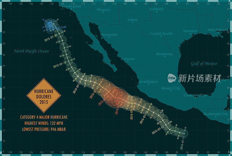 2015年飓风多洛雷斯追踪东太平洋信息图