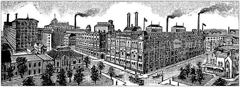 美国，威斯康星州地标和公司的古董插图:密尔沃基，Pabst酿造公司