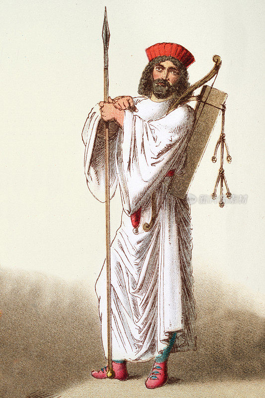 古波斯服饰，手持长矛和弓箭的士兵，时尚史