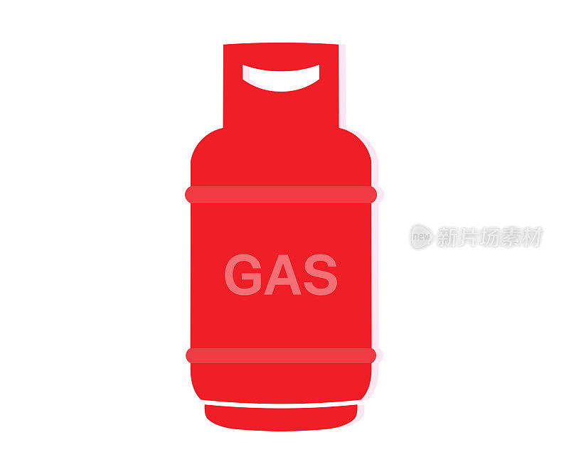 丙烷红气瓶。压缩氧丙烷危险钢瓶罐，丙烷在钢瓶，压缩气体矢量设计与说明。