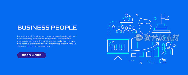 商业人士相关的线条风格横幅设计网页，标题，宣传册，年度报告和书籍封面