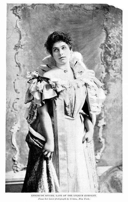 格特鲁德·里弗斯肖像照，美国女演员，19世纪