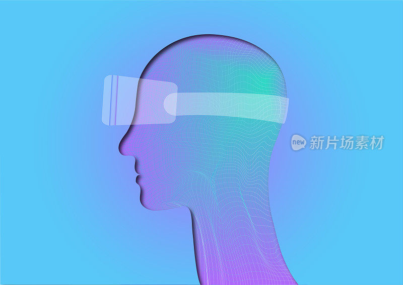 戴着虚拟现实眼镜的人。