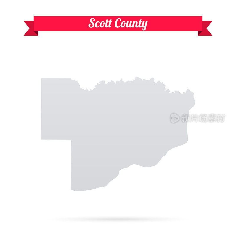 爱荷华州斯科特县。白底红旗地图