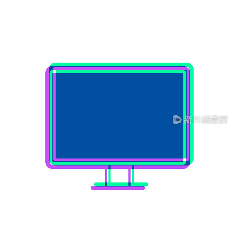 电脑显示器。图标与两种颜色叠加在白色背景上