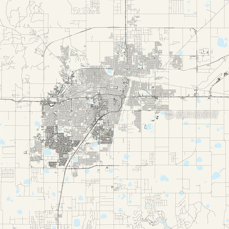 阿马里洛，德克萨斯州，美国矢量地图