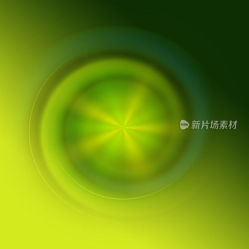 抽象黄色和绿色梯度螺旋和镜头耀斑背景。