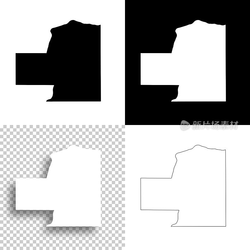 伊利诺伊州普特南县。设计地图。空白，白色和黑色背景