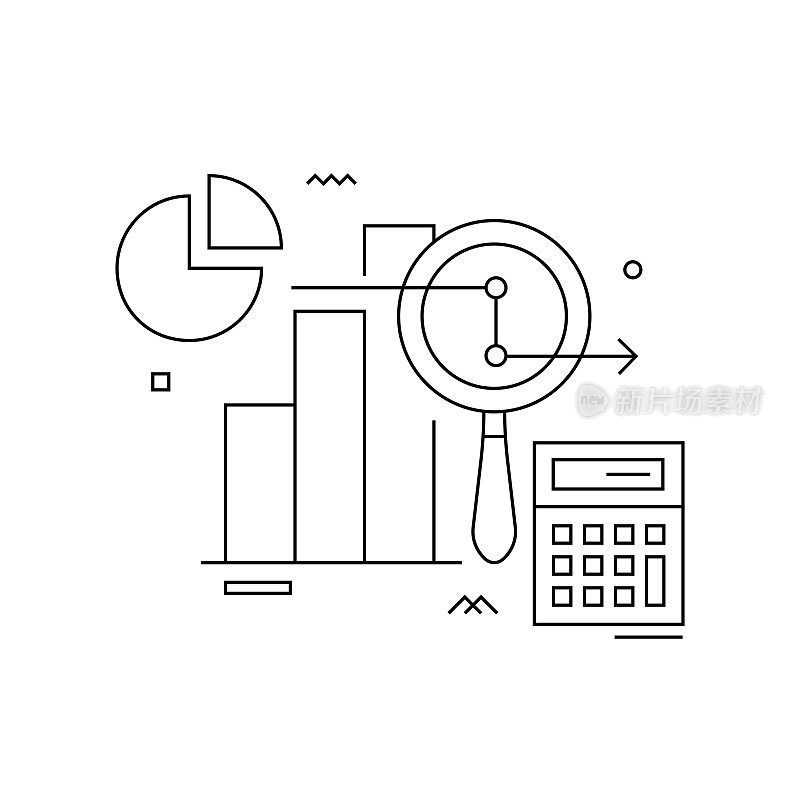 统计相关矢量概念图。分析，图表，数字，数据。