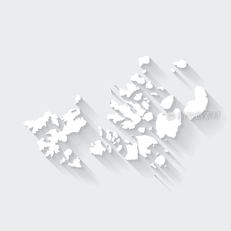 弗朗茨约瑟夫土地地图与空白背景的长阴影-平面设计