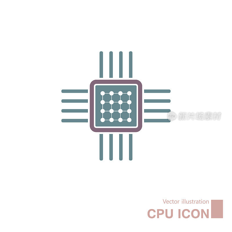 计算机CPU矢量图。