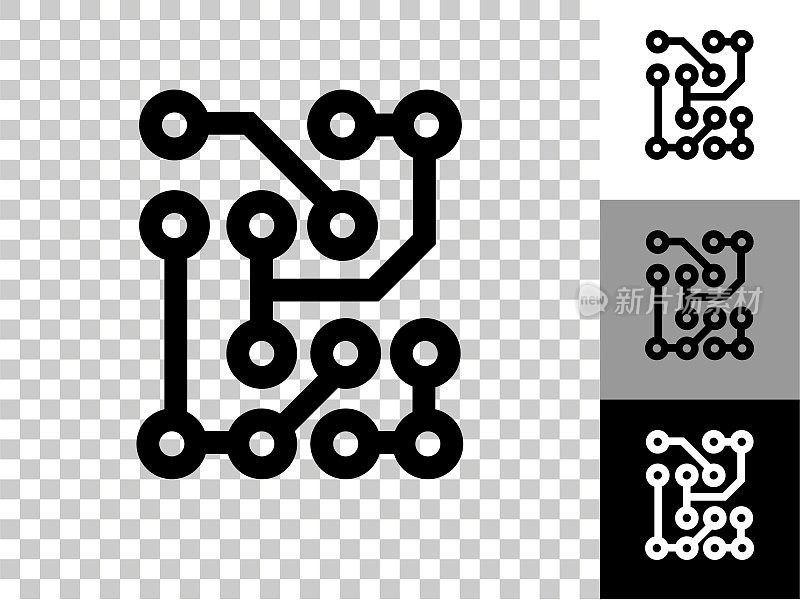 电路图标在棋盘透明的背景