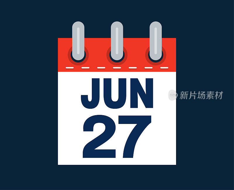 这个月的日历日期是6月27日