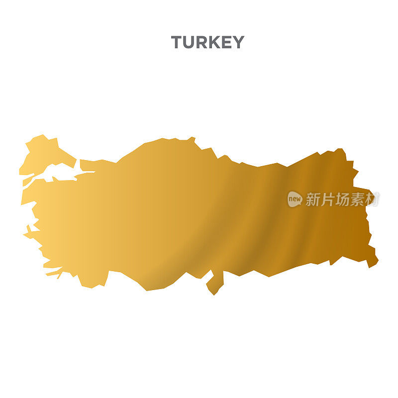 土耳其地图概念设计。新年广告、横幅、单张及传单的概念。金色地图。矢量插图。