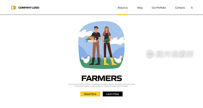 农民概念矢量插图登陆页面模板，网站横幅，广告和营销材料，在线广告，业务演示等。