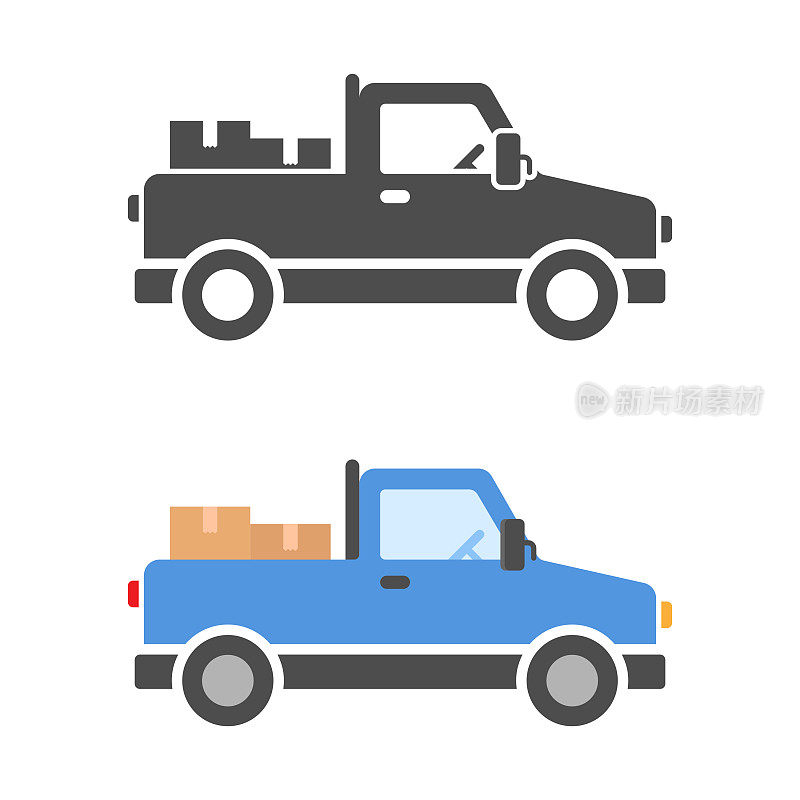 货车和快速运输图标矢量设计的白色背景。
