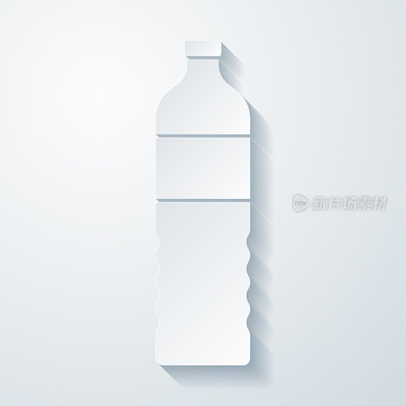 一瓶水。在空白背景上具有剪纸效果的图标