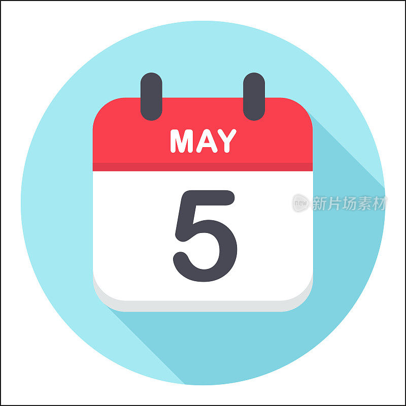 5月5日-日历图标-圆