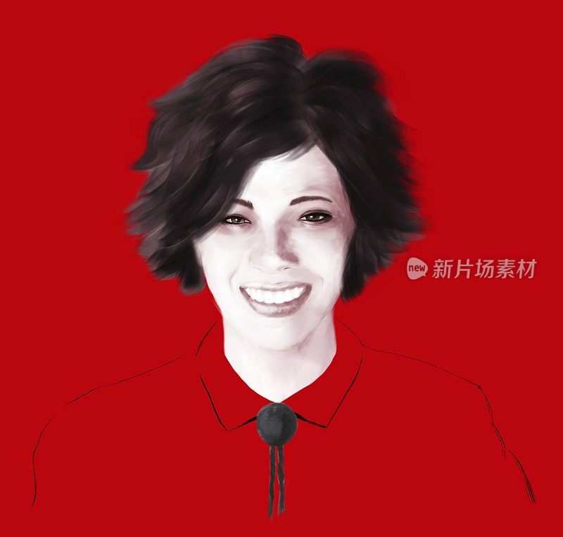 风景如画的微笑女子-象征着自由，幸福