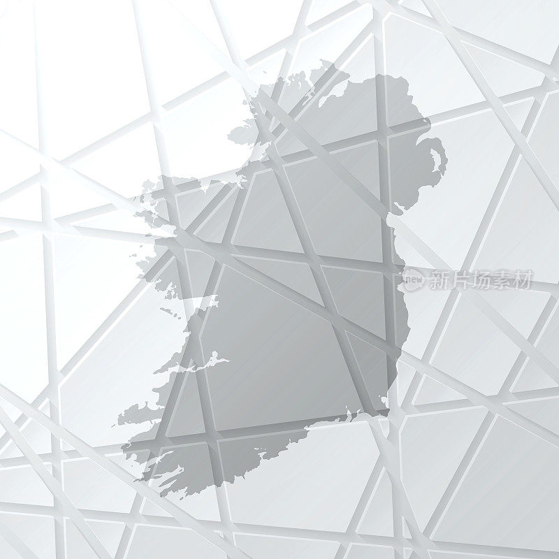 爱尔兰地图与网状网络在白色背景