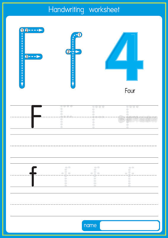 矢量图例四用字母F大写或大写字母供幼儿练习学习ABC