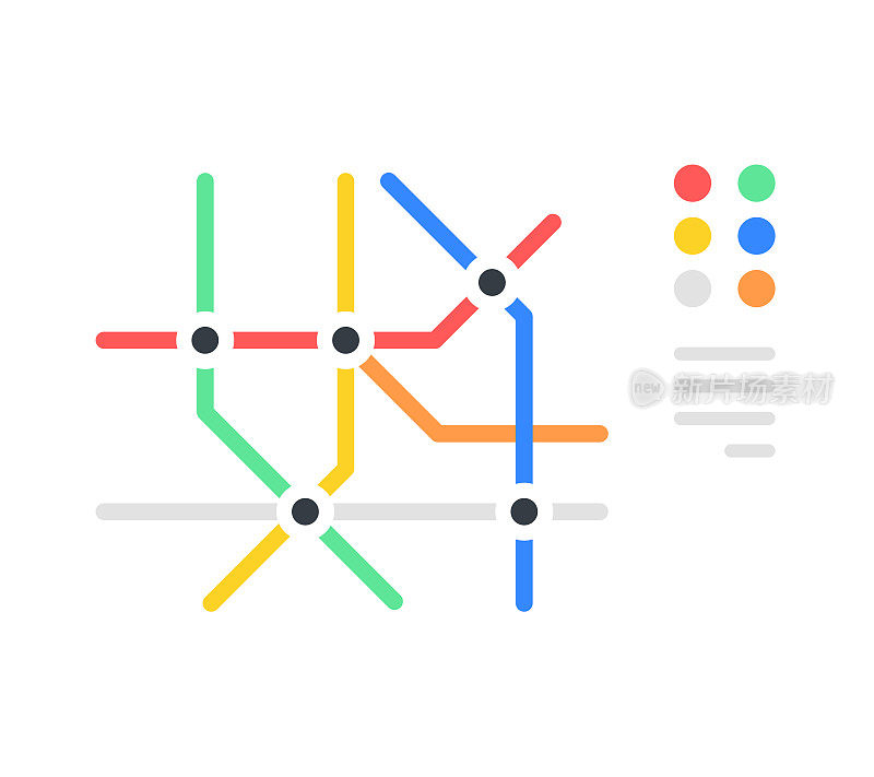 地铁地图。地下线路，方案，地铁平面图，地铁图。矢量图