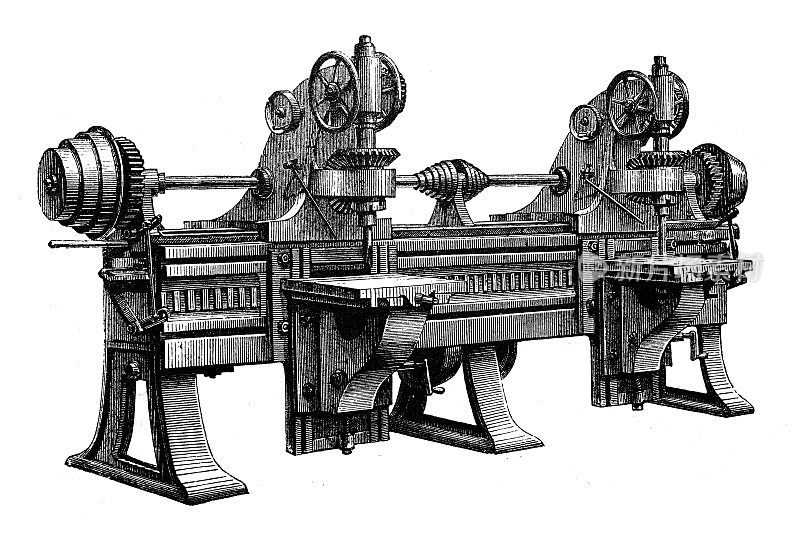 古董插图，应用机械和机器:钻孔机