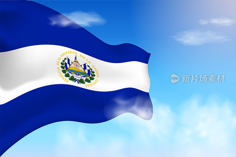 萨尔瓦多国旗在云端。