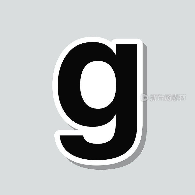 字母g.灰色背景上的图标贴纸