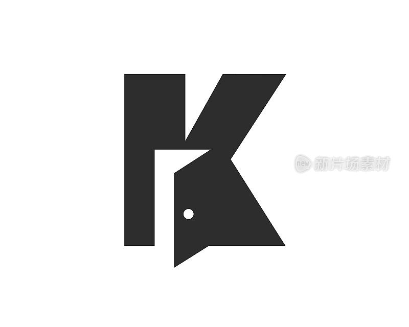 字母K门标志设计结合开门图标矢量模板