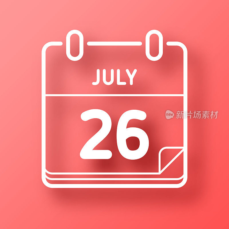 7月26日。图标在红色背景与阴影