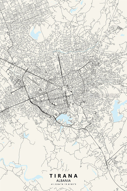 阿尔巴尼亚地拉那矢量地图