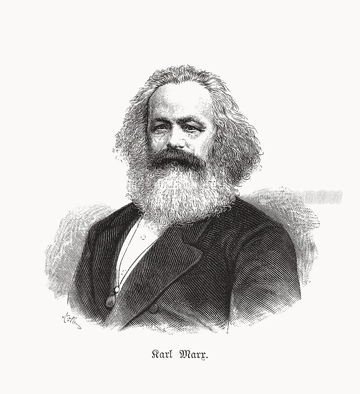 卡尔・马克思(1818-1883)，德国哲学家，木版画，1893年出版