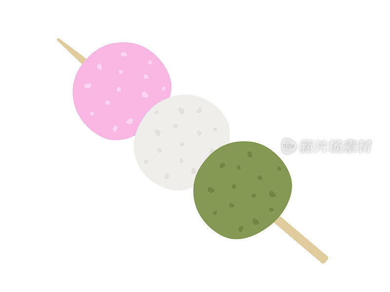三色串串饺子插画。
