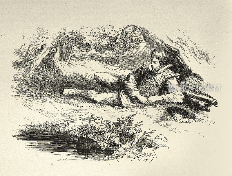 威廉・莎士比亚的喜剧《爱的徒劳》,第三幕第一场,坐在树下