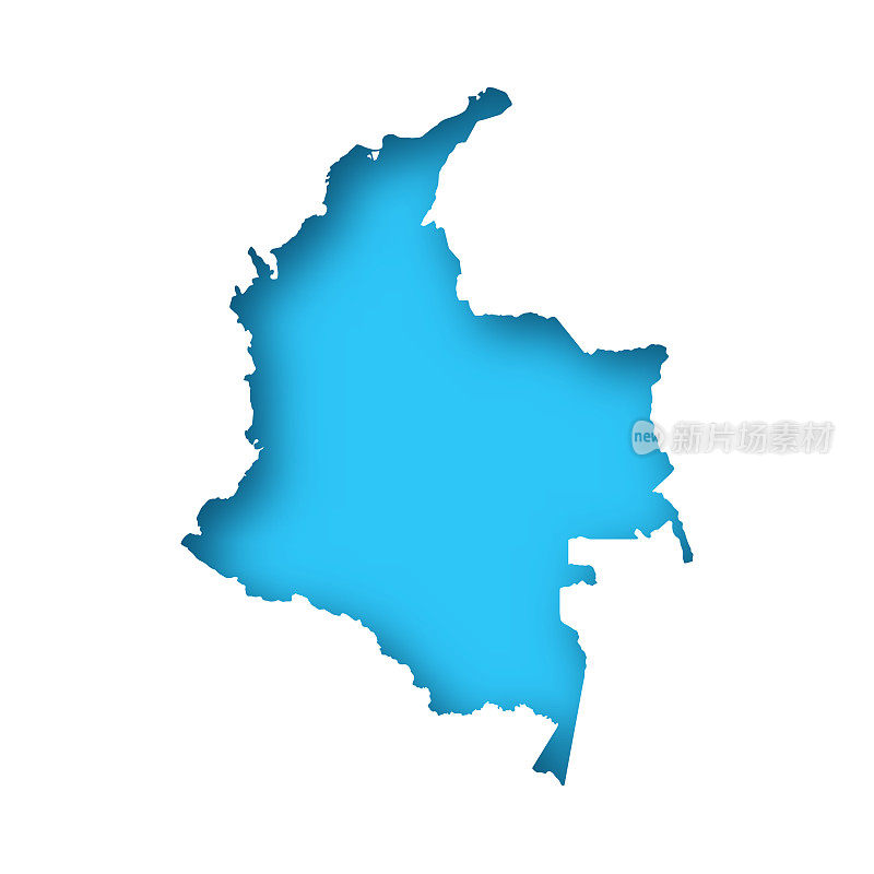 哥伦比亚地图――蓝色背景的白纸